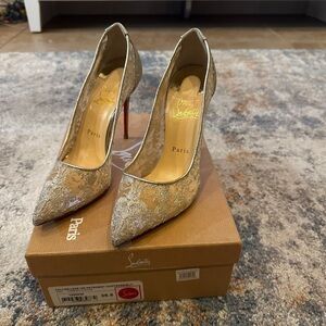 Christian Louboutin Metallic Lace Heels